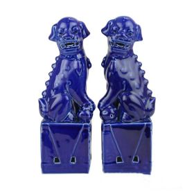 New Chinese Style Sculpture Ceramic Lion Decorative Ornaments (Color: Blue)