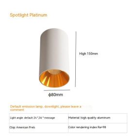 Thigh High Anti-glare Punch Free Ceiling Living Room Aisle Surface Mounted Spotlight (Option: 10w Warm Light 3000k-Platinum)