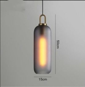 Nordic Simple Modern Glass Ball Chandelier Milk Tea Shop Clear Bar Restaurant Chandelier (Option: Cylinder 15cm frosted soot-Warm light)