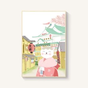 Japanese-style Room Decoration Cherry Blossom Landscape Painting Restaurant Bedroom Sushi Restaurant Mural (Option: Smile-30x40cm-Wood color)