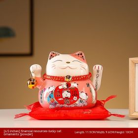 Ceramic Waving Paws Fortune Cat Ornaments (Option: Pink Cat Fortune Rolling)