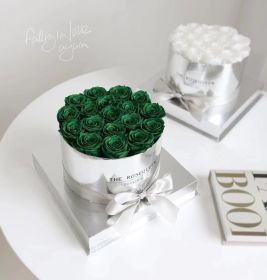 Silver Mirror Round Flower Pot Preserved  Flower (Option: Dark Green)