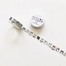 Cute Cat And Paper Adhesive Tape Decorative Tapes Girl Cute Collage Basic Journal Decoration Notebook 6 Models (Option: Regimented Rows)