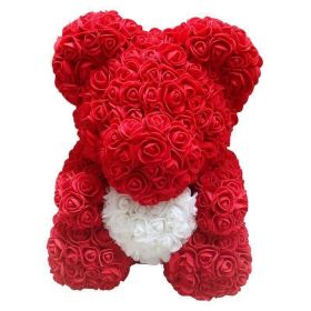 Rose Bear Eternal Rose Bear Birthday Gift Foam Rose Bear (Option: Red Hug White Heart-25cm Gift Box)