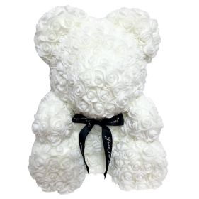 Rose Bear Eternal Rose Bear Birthday Gift Foam Rose Bear (Option: White-40cm Gift Box)