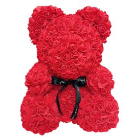 Rose Bear Eternal Rose Bear Birthday Gift Foam Rose Bear (Option: Bright Red-40cm Gift Box)