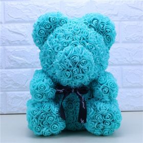 Rose Bear Eternal Rose Bear Birthday Gift Foam Rose Bear (Option: Fluorescent Blue-25cm Gift Box)